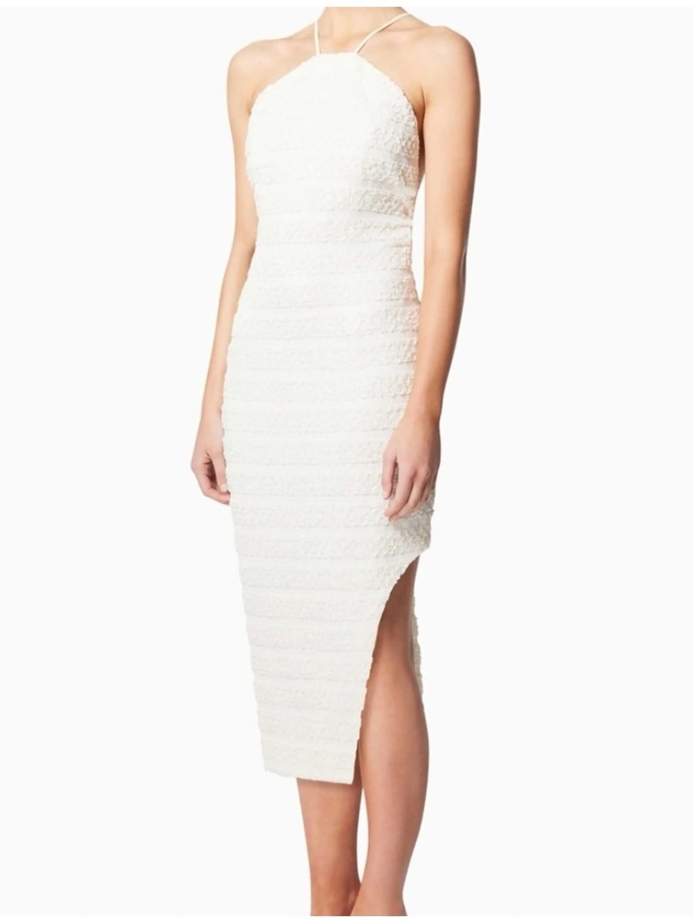 Elliatt White Textured Asymmetrical Midi Dress XL Bridal Rehearsal Dinner